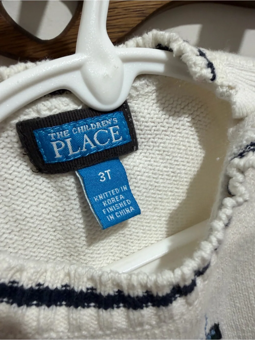 Vintage The Children's Place White Sweater Vest with Navy & Yellow Train